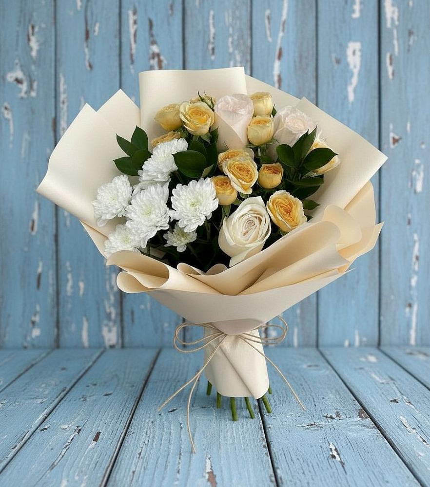 Букет цветов из: Розы и Хризантемы в Старожилово