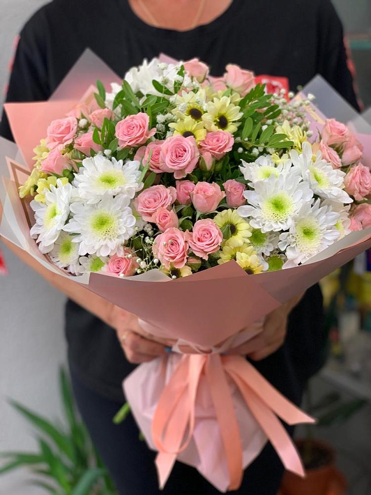 Букет цветов из: Розы и Хризантемы в Старожилово