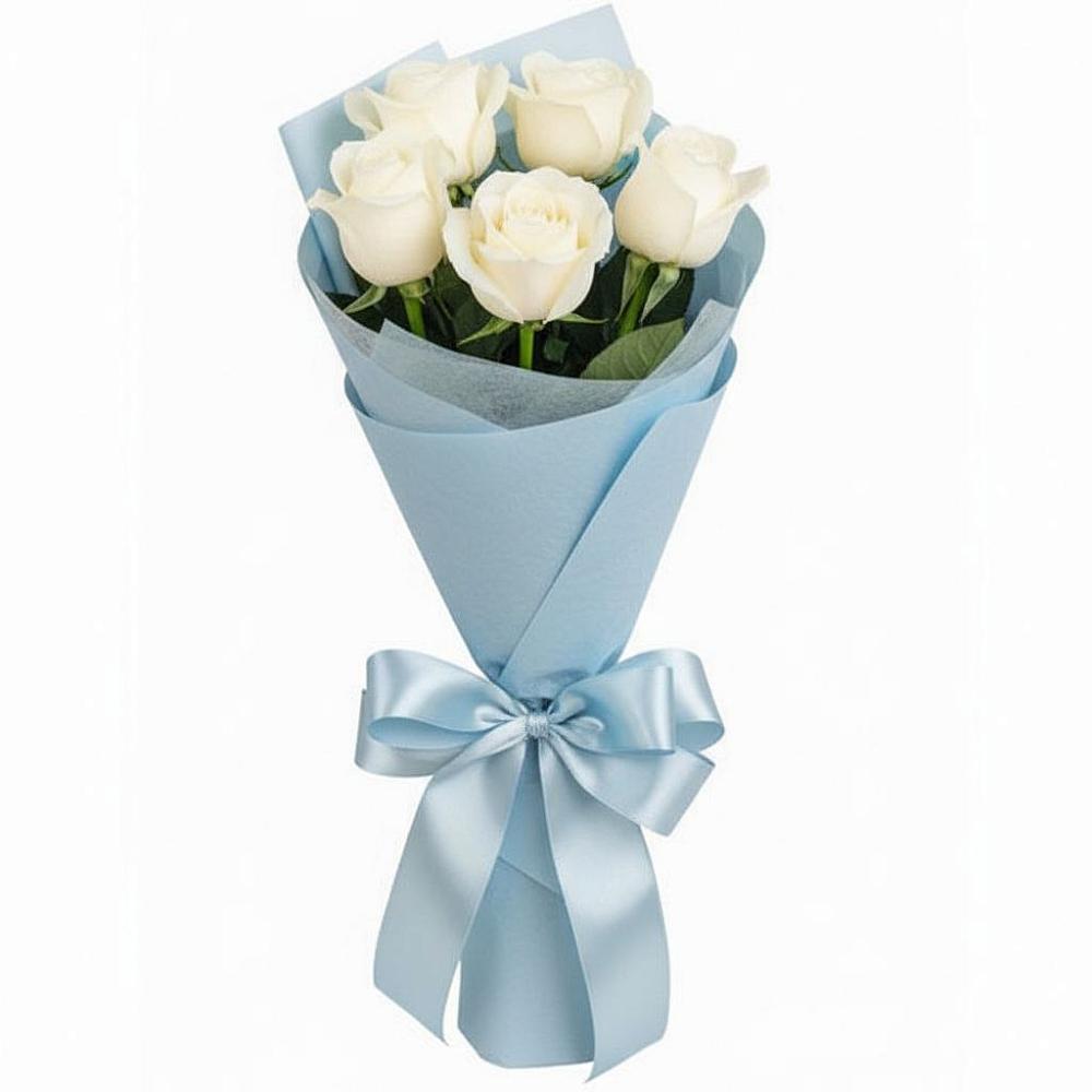 Букет 5 Белых роз Проуд в Старожилово