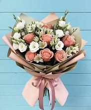 Букет цветов из:  Розы, Альстромерии и Лизиантусы в Старожилово