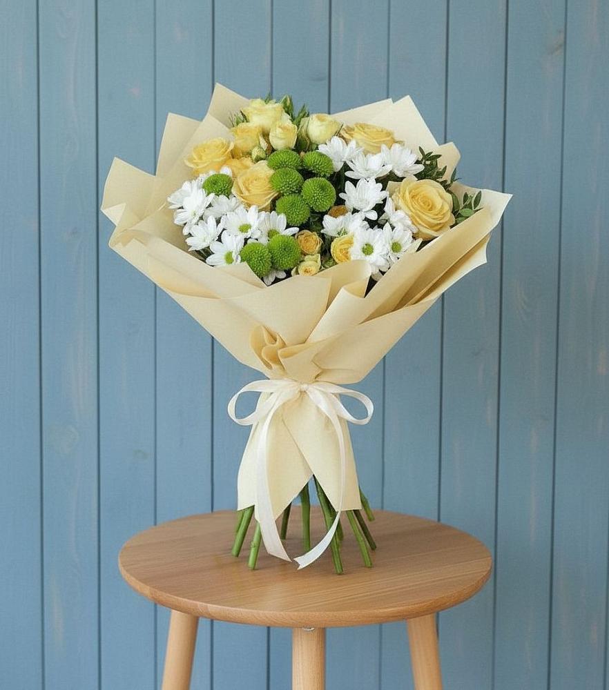 Букет цветов из: Хризантемы и Розы в Старожилово