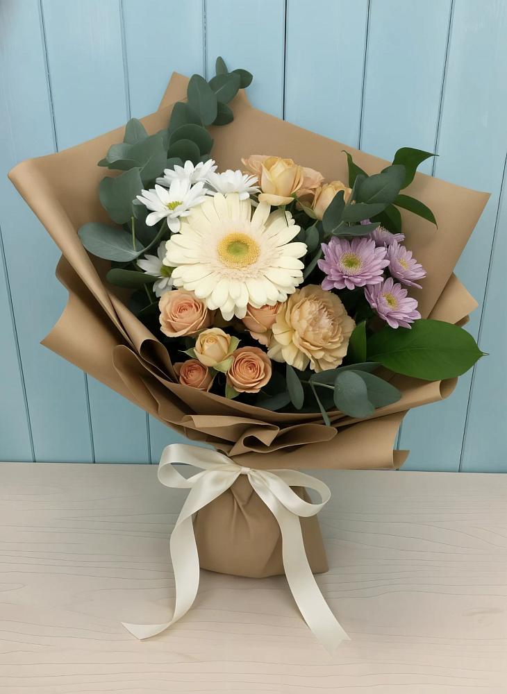 Букет цветов из: Герберы и Хризантемы в Старожилово