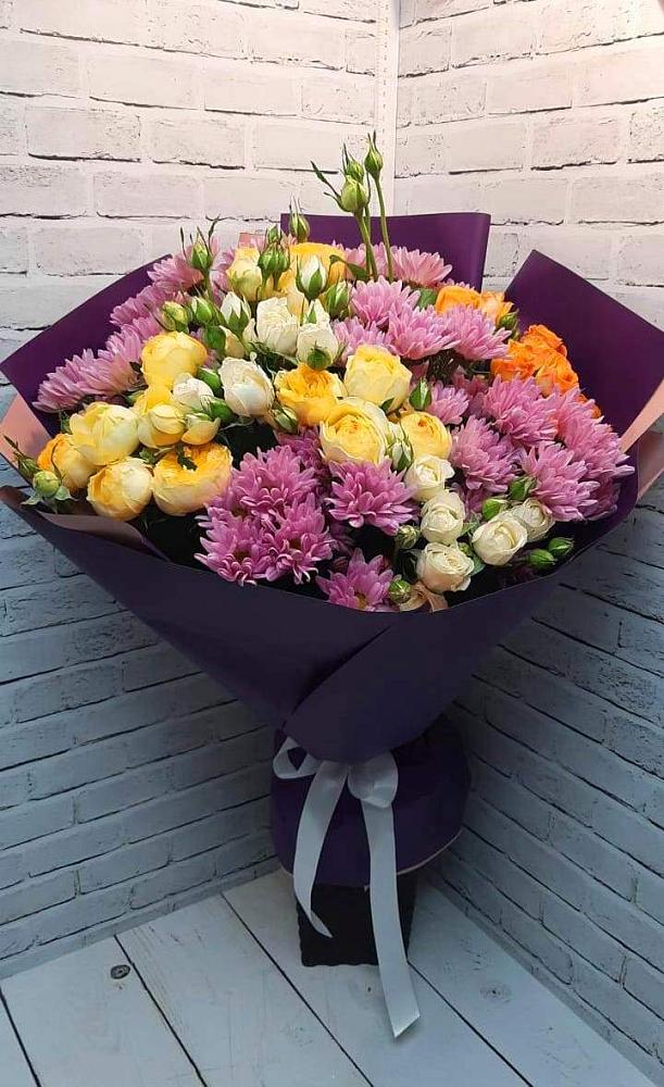 Букет цветов из: Хризантемы и Розы в Старожилово