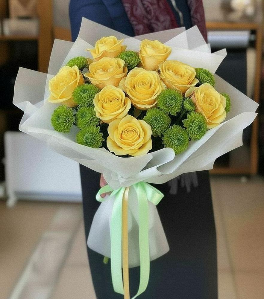 Букет цветов из: Хризантемы и Розы в Старожилово