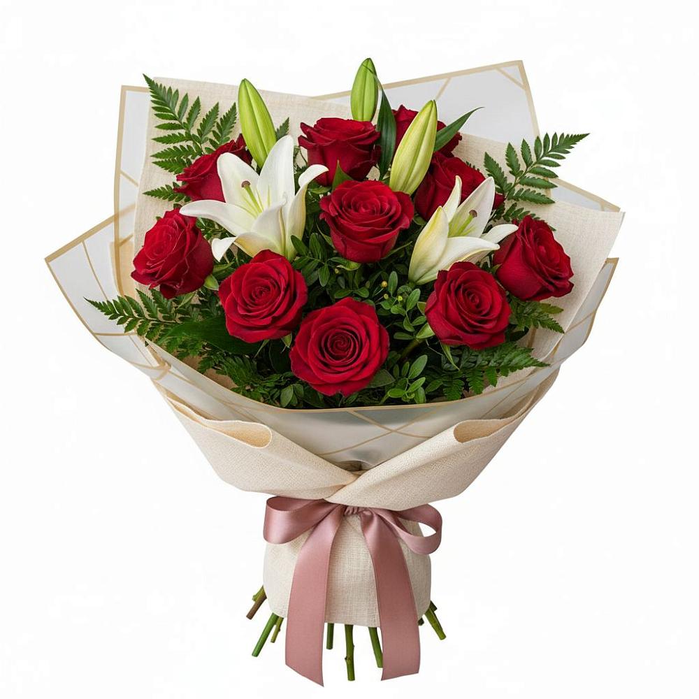 Букет цветов из: Лилии и Розы в Старожилово