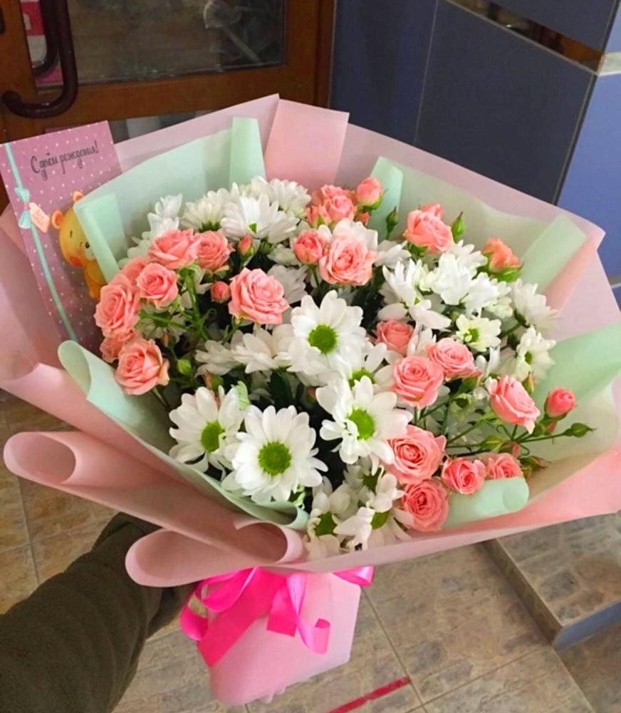 Букет цветов из: Розы и Хризантемы в Старожилово