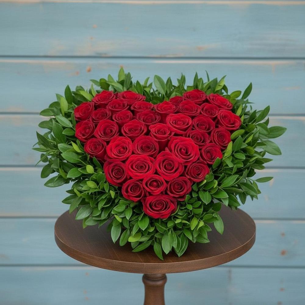 Цветочная композиция из Розы в виде сердца в Старожилово