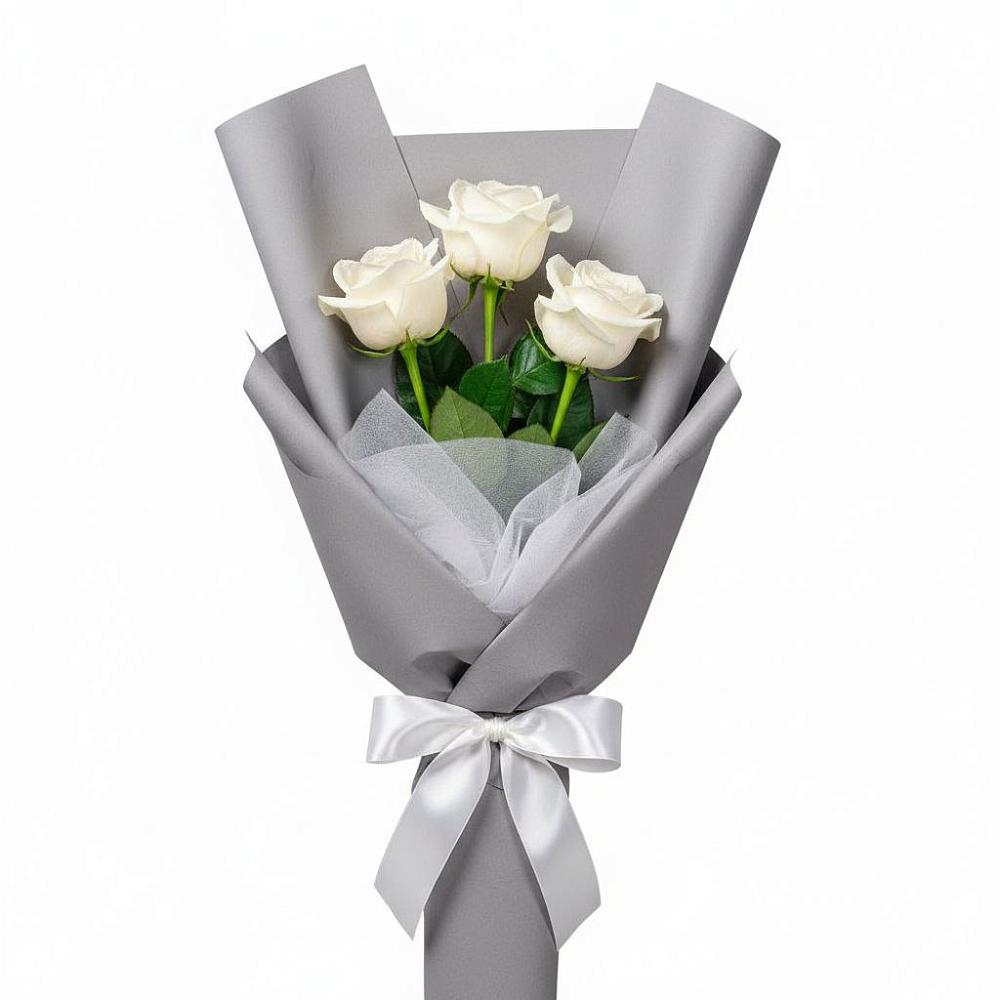 Букет 3 белые розы в Старожилово