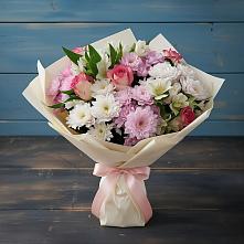 Букет цветов из:  Хризантемы, Альстромерии и Розы в Старожилово