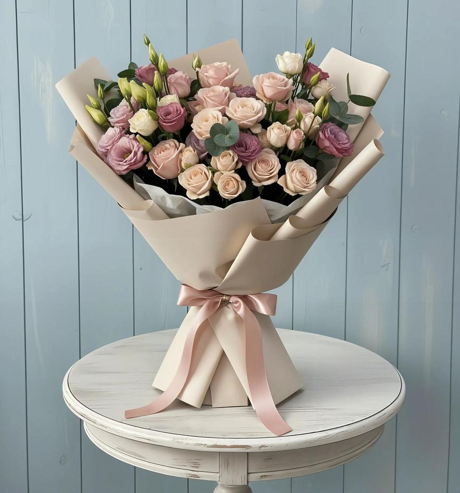 Букет цветов из: Розы и Лизиантусы в Старожилово