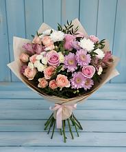 Букет цветов из:  Хризантемы, Розы и Альстромерии в Старожилово