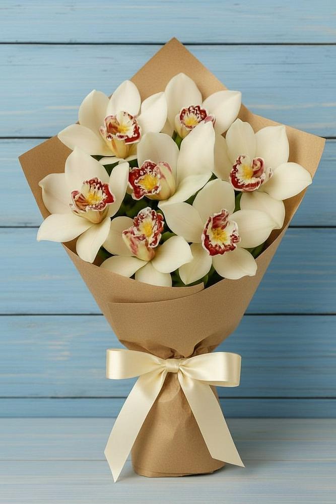 Букет цветов из: Орхидеи и Розы в Старожилово