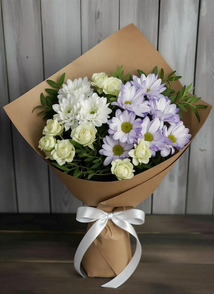 Букет цветов из: Хризантемы и Розы в Старожилово